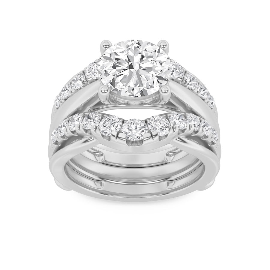 3CTW Round Shaped Lab Grown Diamond (F/VS) Insert Jacket Ring in 14K Gold