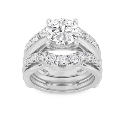 3CTW Round Shaped Lab Grown Diamond (F/VS) Insert Jacket Ring in 14K Gold