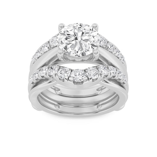 3CTW Round Shaped Lab Grown Diamond (F/VS) Insert Jacket Ring in 14K Gold