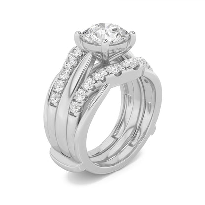 3CTW Round Shaped Lab Grown Diamond (F/VS) Insert Jacket Ring in 14K Gold