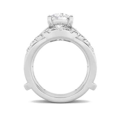 3CTW Round Shaped Lab Grown Diamond (F/VS) Insert Jacket Ring in 14K Gold