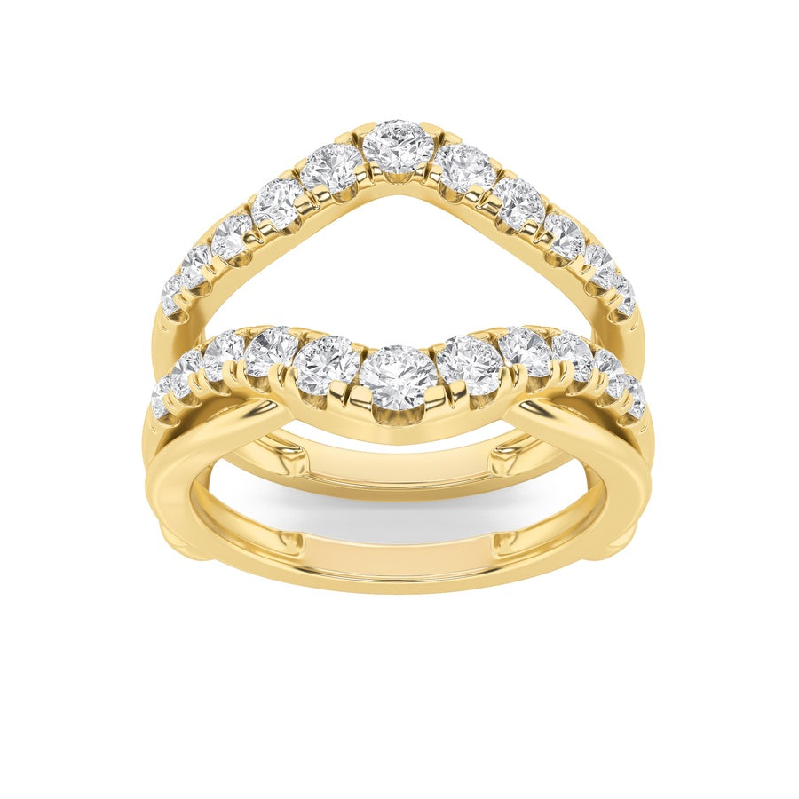 3CTW Round Shaped Lab Grown Diamond (F/VS) Insert Jacket Ring in 14K Gold