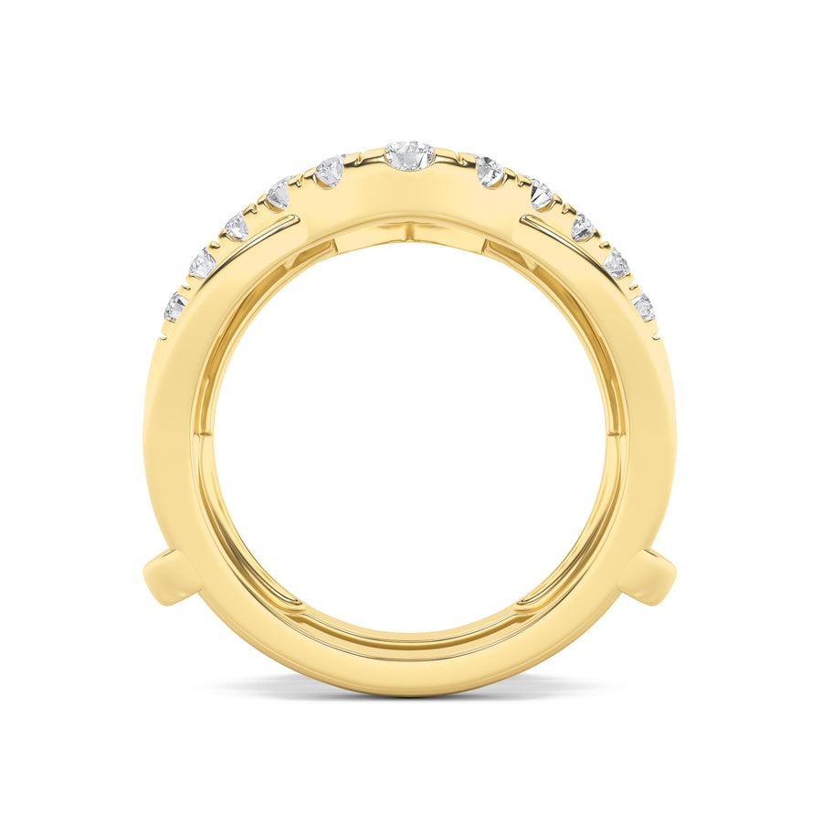 3CTW Round Shaped Lab Grown Diamond (F/VS) Insert Jacket Ring in 14K Gold