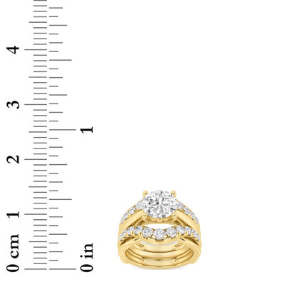 3CTW Round Shaped Lab Grown Diamond (F/VS) Insert Jacket Ring in 14K Gold