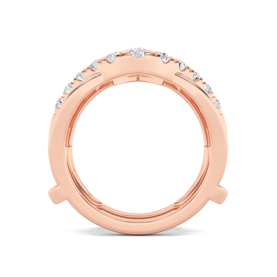 3CTW Round Shaped Lab Grown Diamond (F/VS) Insert Jacket Ring in 14K Gold