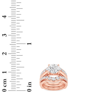 3CTW Round Shaped Lab Grown Diamond (F/VS) Insert Jacket Ring in 14K Gold