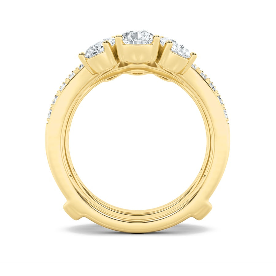 2CTW Pear Shaped Lab Grown Diamond (F/VS) Insert Jacket Ring in 14K Gold