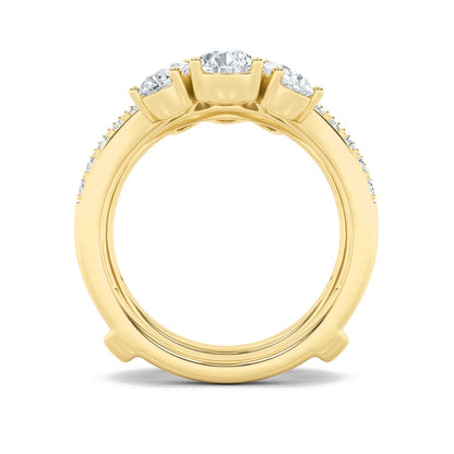 2CTW Pear Shaped Lab Grown Diamond (F/VS) Insert Jacket Ring in 14K Gold