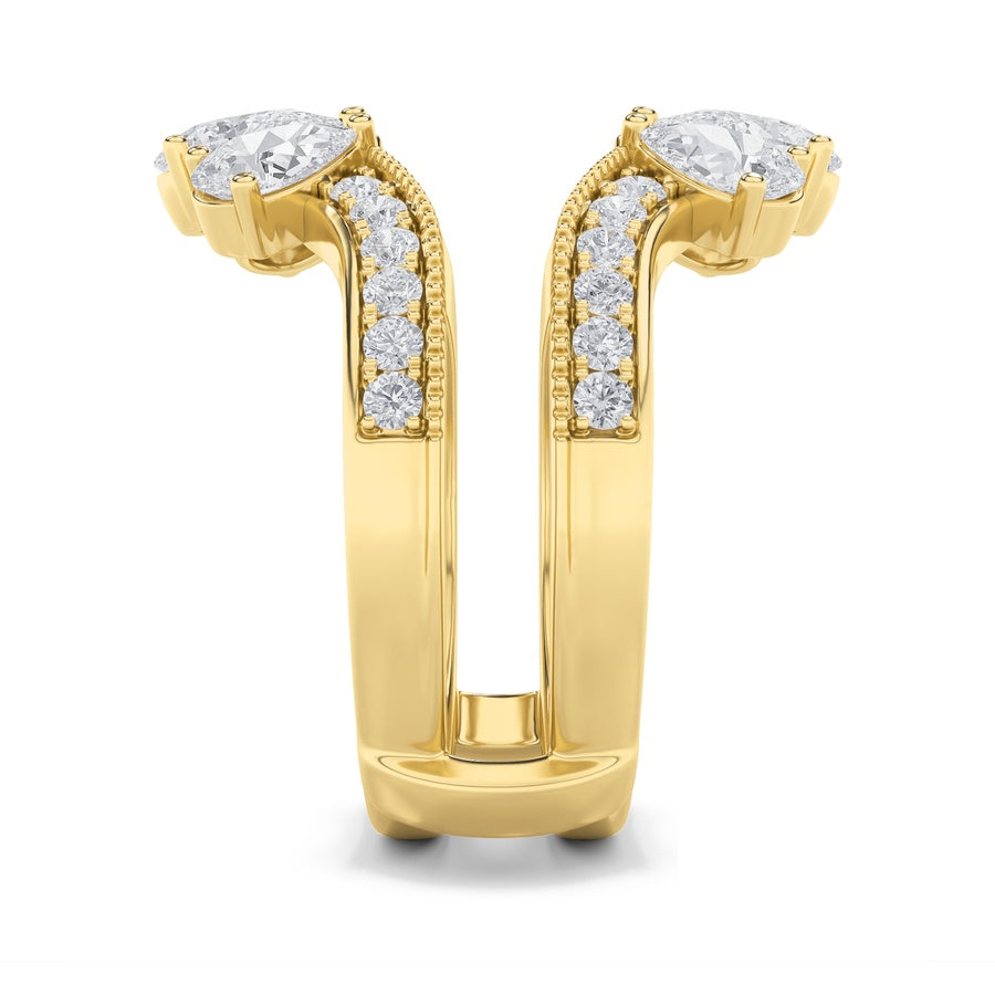 2CTW Pear Shaped Lab Grown Diamond (F/VS) Insert Jacket Ring in 14K Gold