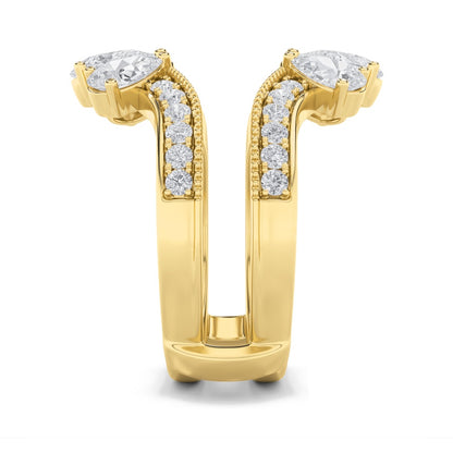 2CTW Pear Shaped Lab Grown Diamond (F/VS) Insert Jacket Ring in 14K Gold