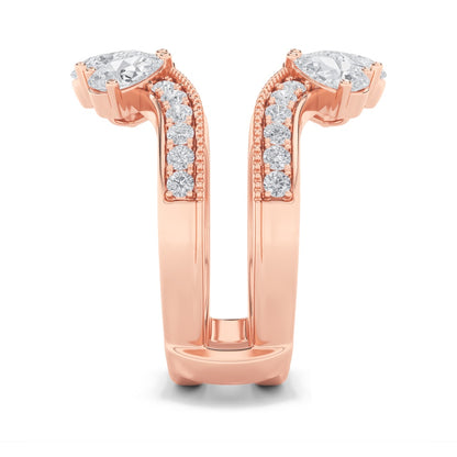 2CTW Pear Shaped Lab Grown Diamond (F/VS) Insert Jacket Ring in 14K Gold