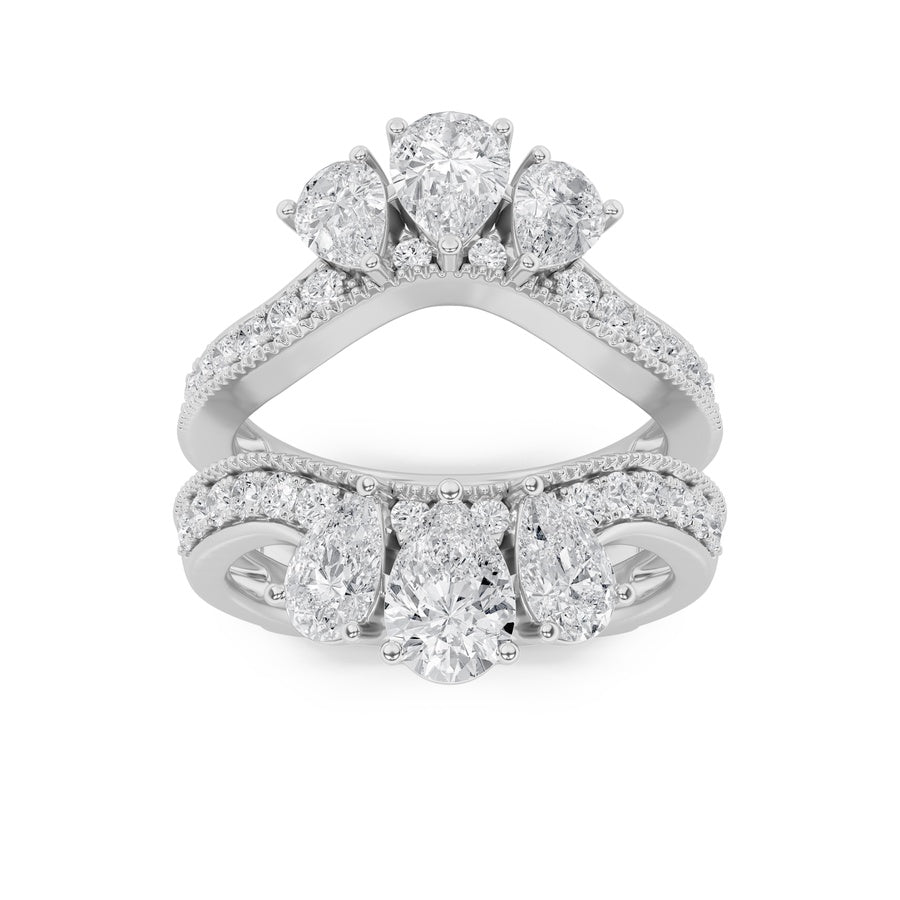 2.25CTW Pear Shaped Lab Grown Diamond (F/VS) Insert Jacket Ring in 14K Gold