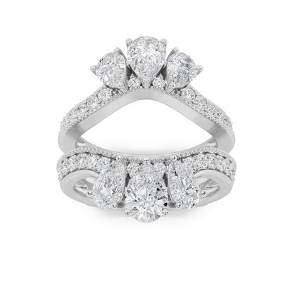 2.25CTW Pear Shaped Lab Grown Diamond (F/VS) Insert Jacket Ring in 14K Gold