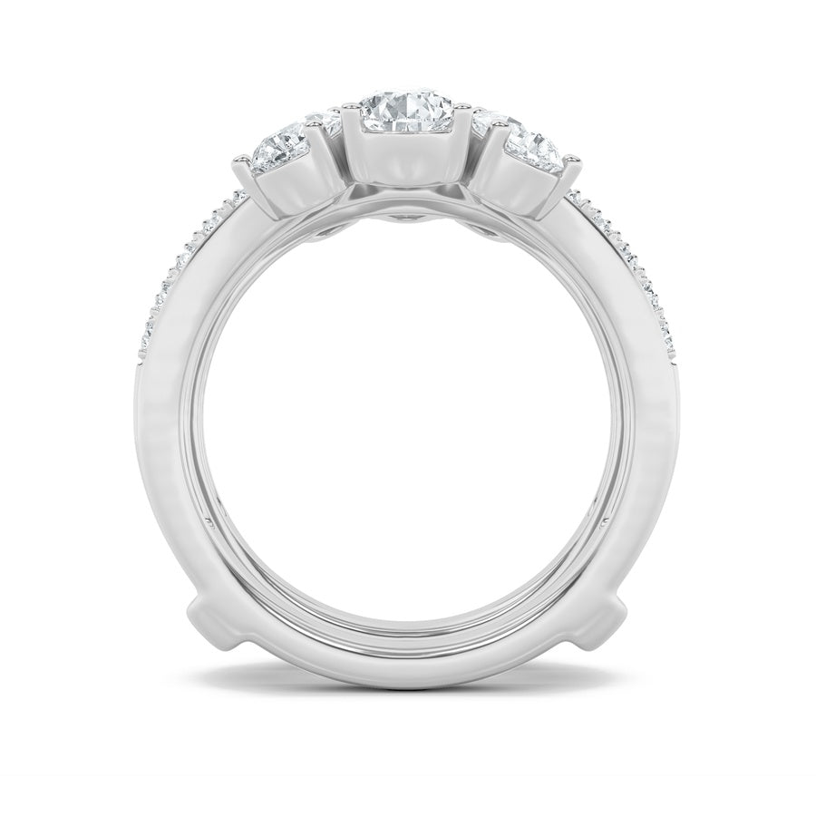 2.25CTW Pear Shaped Lab Grown Diamond (F/VS) Insert Jacket Ring in 14K Gold