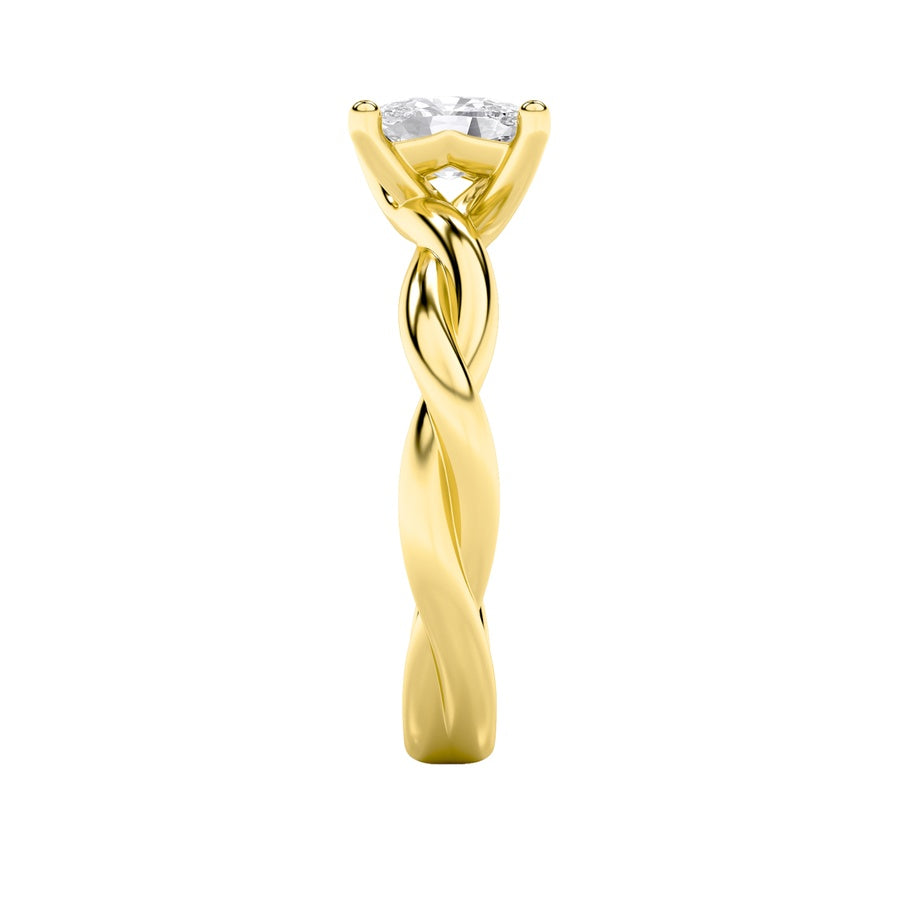 1CTW Elongated Cushion Shaped Lab Grown Diamond (F/VS) Twisted Shank Solitaire Engagement Ring in 14K Gold
