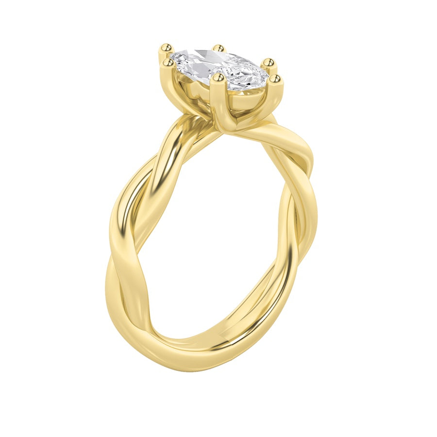 1.5CTW Marquise Shaped Lab Grown Diamond (F/VS) Twisted Shank Solitaire Engagement Ring in 14K Gold