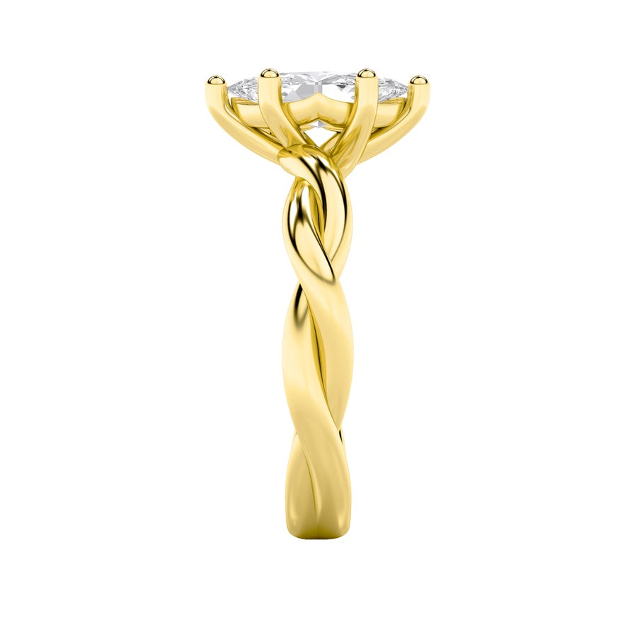 1.5CTW Marquise Shaped Lab Grown Diamond (F/VS) Twisted Shank Solitaire Engagement Ring in 14K Gold