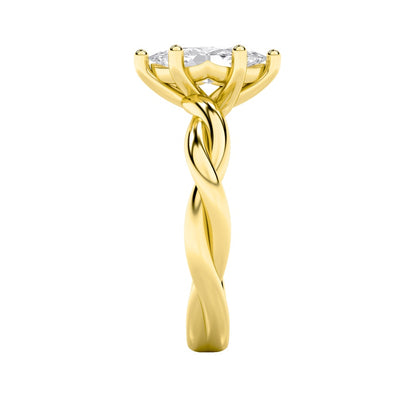 1.5CTW Marquise Shaped Lab Grown Diamond (F/VS) Twisted Shank Solitaire Engagement Ring in 14K Gold