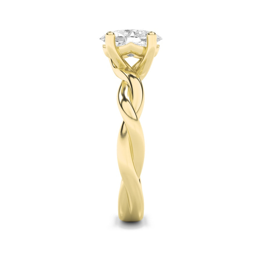 2.5CTW Oval Shaped Lab Grown Diamond (F/VS) Twisted Shank Solitaire Engagement Ring in 14K Gold