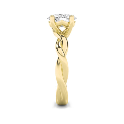 2.5CTW Oval Shaped Lab Grown Diamond (F/VS) Twisted Shank Solitaire Engagement Ring in 14K Gold