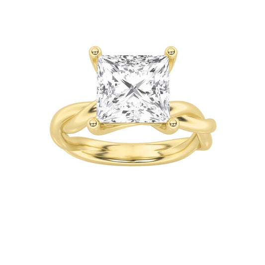 1CTW Princess Shaped Lab Grown Diamond (F/VS) Twisted Shank Solitaire Engagement Ring in 14K Gold