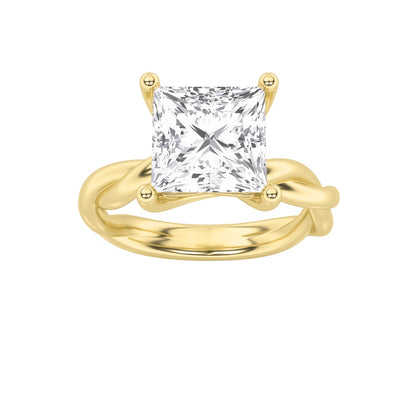 1CTW Princess Shaped Lab Grown Diamond (F/VS) Twisted Shank Solitaire Engagement Ring in 14K Gold