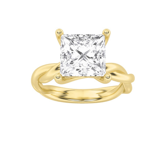 1CTW Princess Shaped Lab Grown Diamond (F/VS) Twisted Shank Solitaire Engagement Ring in 14K Gold