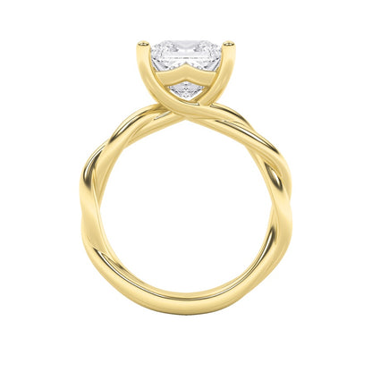 1CTW Princess Shaped Lab Grown Diamond (F/VS) Twisted Shank Solitaire Engagement Ring in 14K Gold