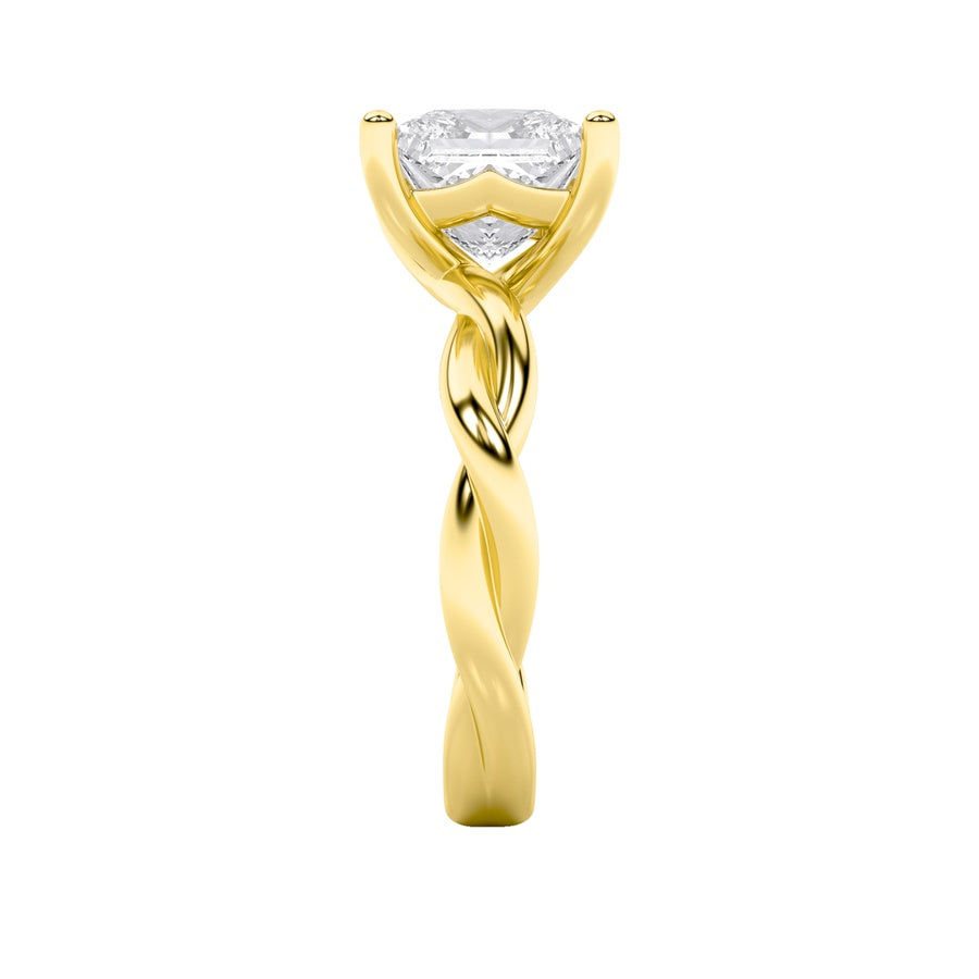 1CTW Princess Shaped Lab Grown Diamond (F/VS) Twisted Shank Solitaire Engagement Ring in 14K Gold