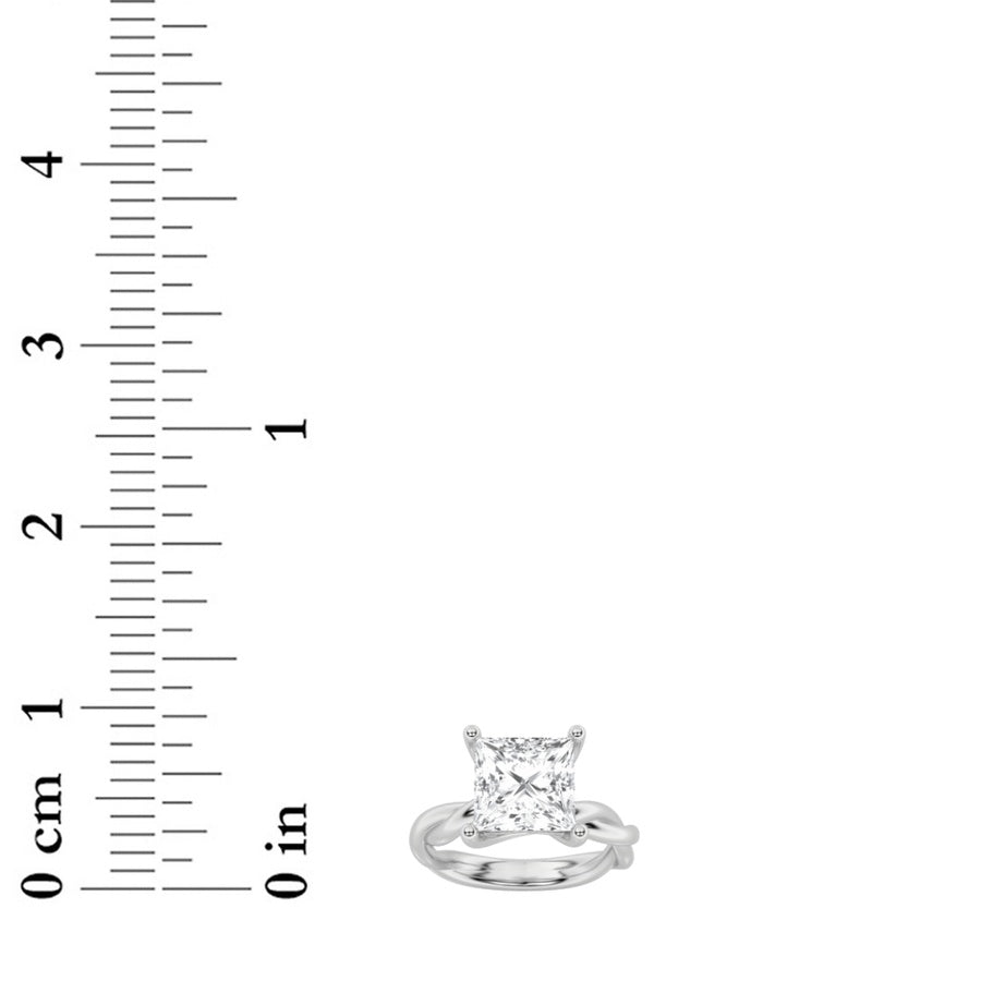 2CTW Princess Shaped Lab Grown Diamond (F/VS) Twisted Shank Solitaire Engagement Ring in 14K Gold