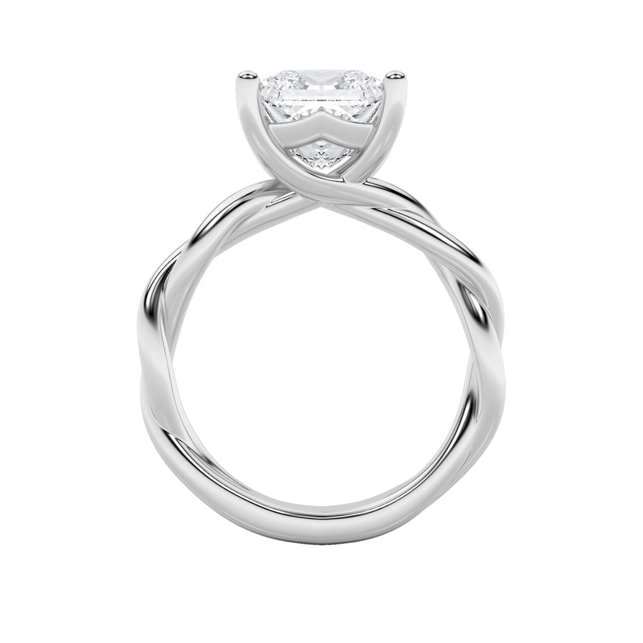 3CTW Princess Shaped Lab Grown Diamond (F/VS) Twisted Shank Solitaire Engagement Ring in 14K Gold