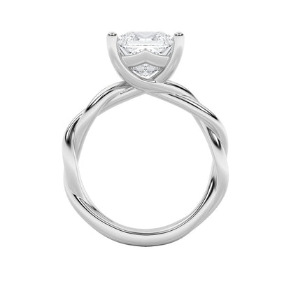 3CTW Princess Shaped Lab Grown Diamond (F/VS) Twisted Shank Solitaire Engagement Ring in 14K Gold