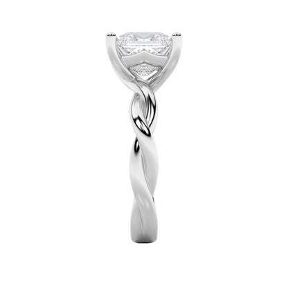 3CTW Princess Shaped Lab Grown Diamond (F/VS) Twisted Shank Solitaire Engagement Ring in 14K Gold