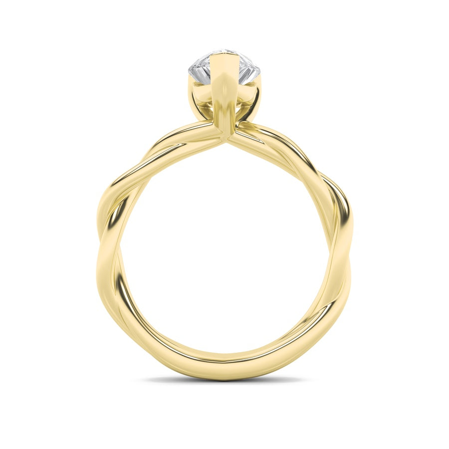 1CTW Pear Shaped Lab Grown Diamond (F/VS) Twisted Shank Solitaire Engagement Ring in 14K Gold