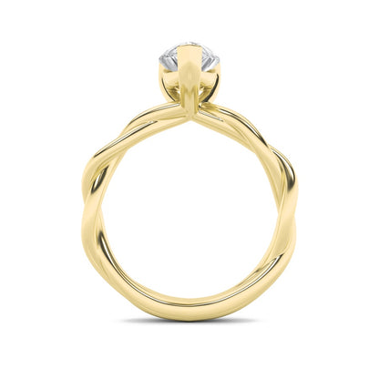 1CTW Pear Shaped Lab Grown Diamond (F/VS) Twisted Shank Solitaire Engagement Ring in 14K Gold