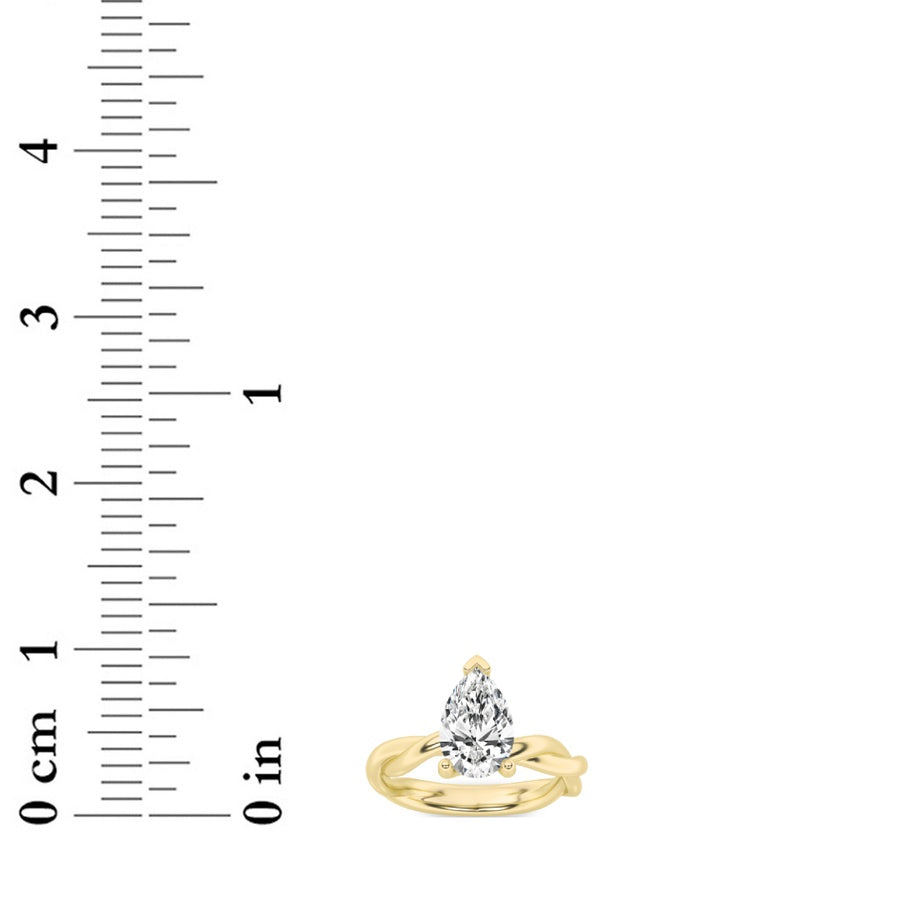 1CTW Pear Shaped Lab Grown Diamond (F/VS) Twisted Shank Solitaire Engagement Ring in 14K Gold