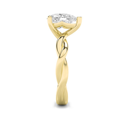 1.5CTW Pear Shaped Lab Grown Diamond (F/VS) Twisted Shank Solitaire Engagement Ring in 14K Gold