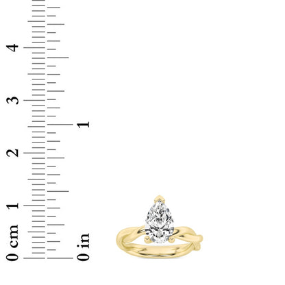 2CTW Pear Shaped Lab Grown Diamond (F/VS) Twisted Shank Solitaire Engagement Ring in 14K Gold