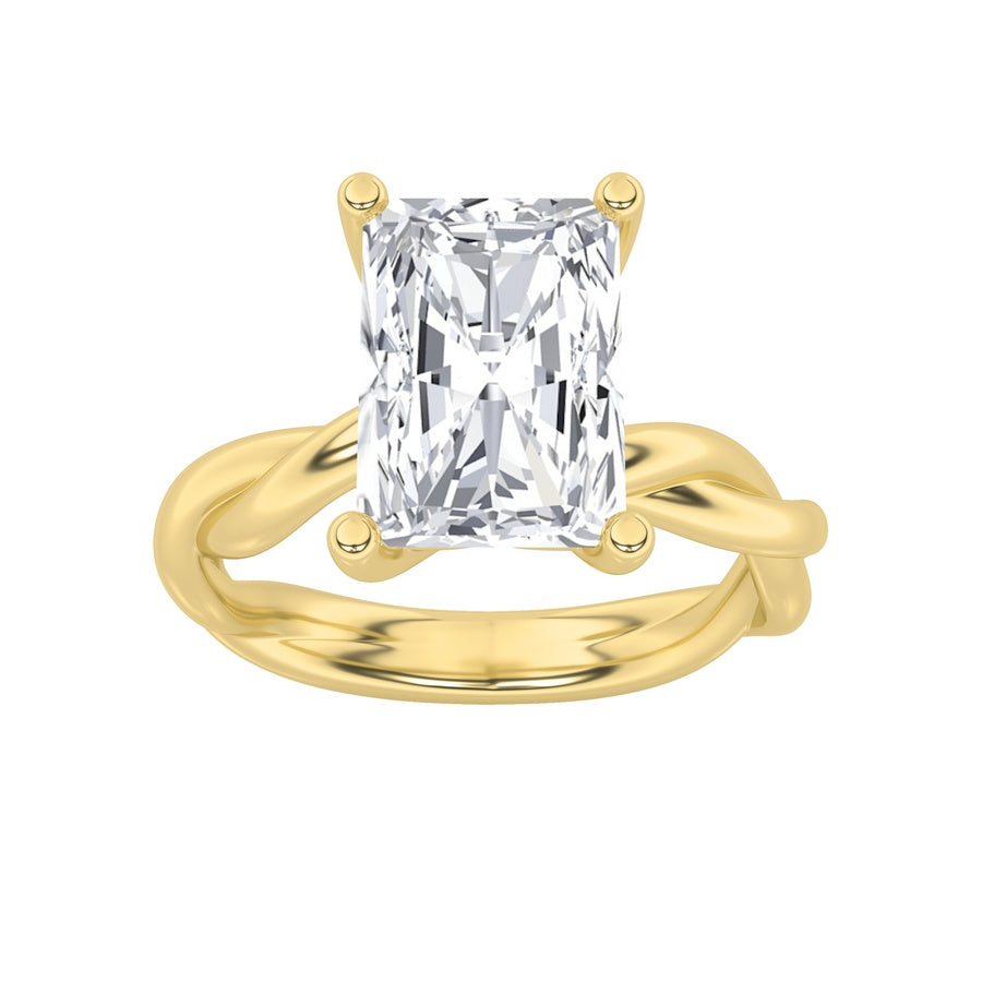 2CTW Radiant Shaped Lab Grown Diamond (F/VS) Twisted Shank Solitaire Engagement Ring in 14K Gold