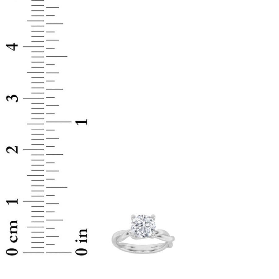 1.5CTW Round Shaped Lab Grown Diamond (F/VS) Twisted Shank Solitaire Engagement Ring in 14K Gold