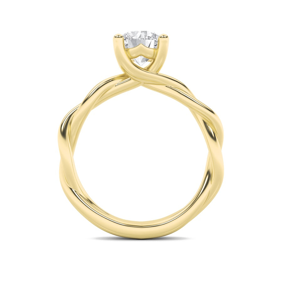 1.5CTW Round Shaped Lab Grown Diamond (F/VS) Twisted Shank Solitaire Engagement Ring in 14K Gold