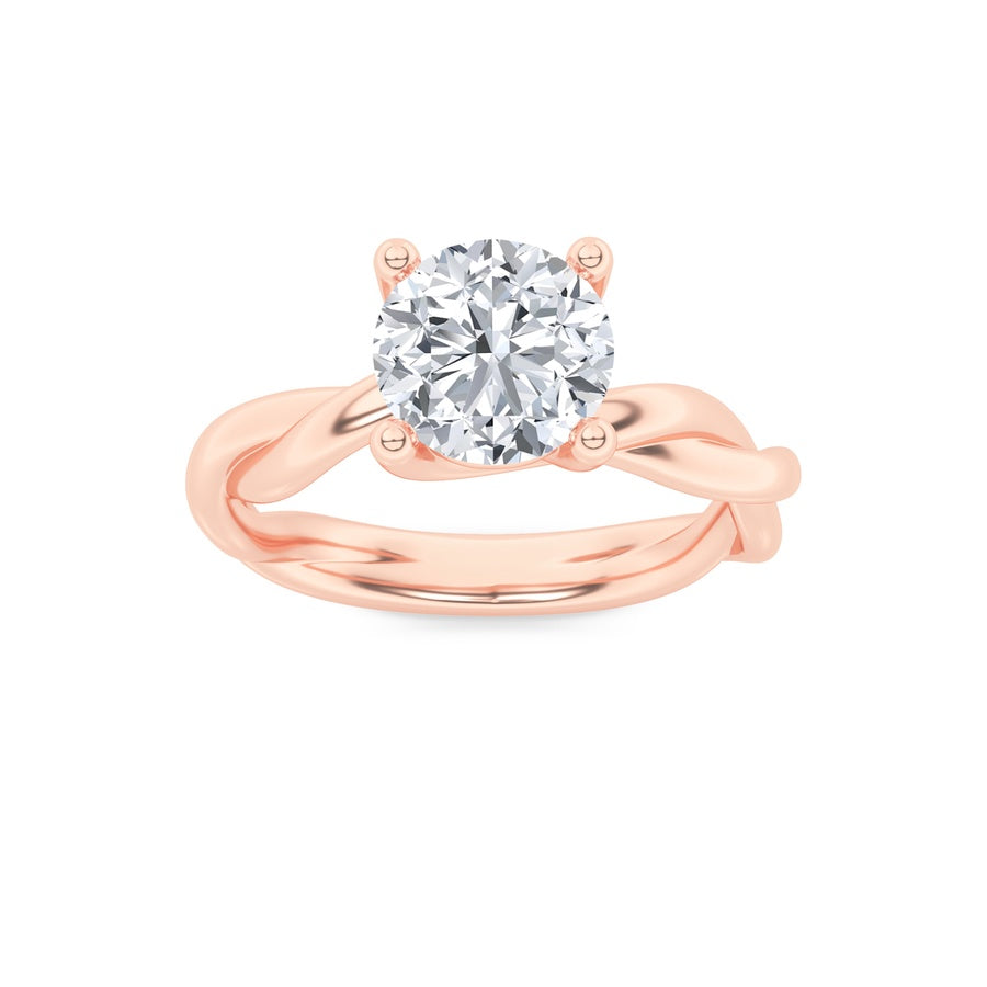 1.5CTW Round Shaped Lab Grown Diamond (F/VS) Twisted Shank Solitaire Engagement Ring in 14K Gold