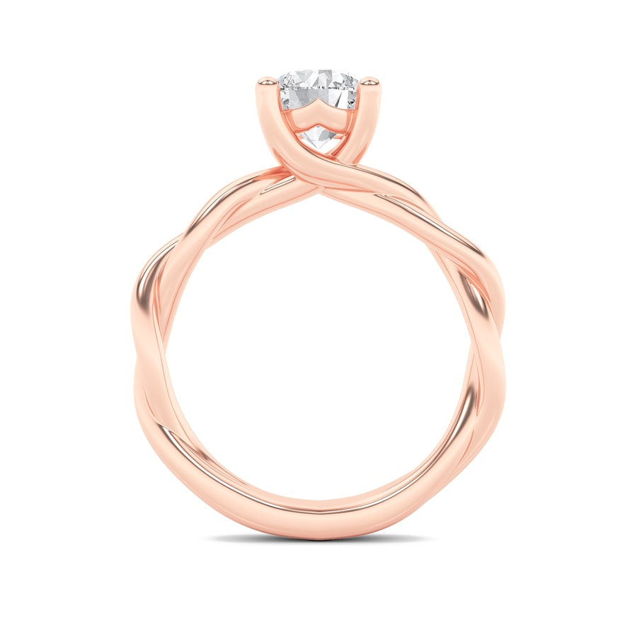 1.5CTW Round Shaped Lab Grown Diamond (F/VS) Twisted Shank Solitaire Engagement Ring in 14K Gold