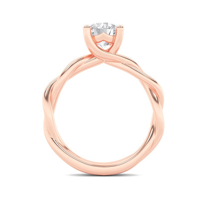 1.5CTW Round Shaped Lab Grown Diamond (F/VS) Twisted Shank Solitaire Engagement Ring in 14K Gold