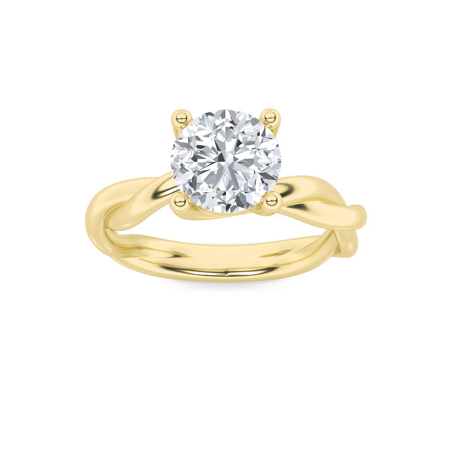 2CTW Round Shaped Lab Grown Diamond (F/VS) Twisted Shank Solitaire Engagement Ring in 14K Gold