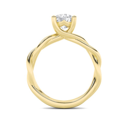 2CTW Round Shaped Lab Grown Diamond (F/VS) Twisted Shank Solitaire Engagement Ring in 14K Gold