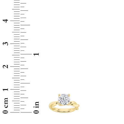 2CTW Round Shaped Lab Grown Diamond (F/VS) Twisted Shank Solitaire Engagement Ring in 14K Gold