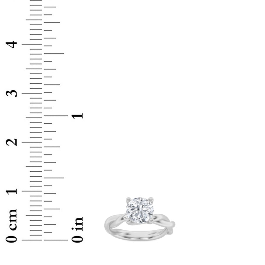 2.5CTW Round Shaped Lab Grown Diamond (F/VS) Twisted Shank Solitaire Engagement Ring in 14K Gold