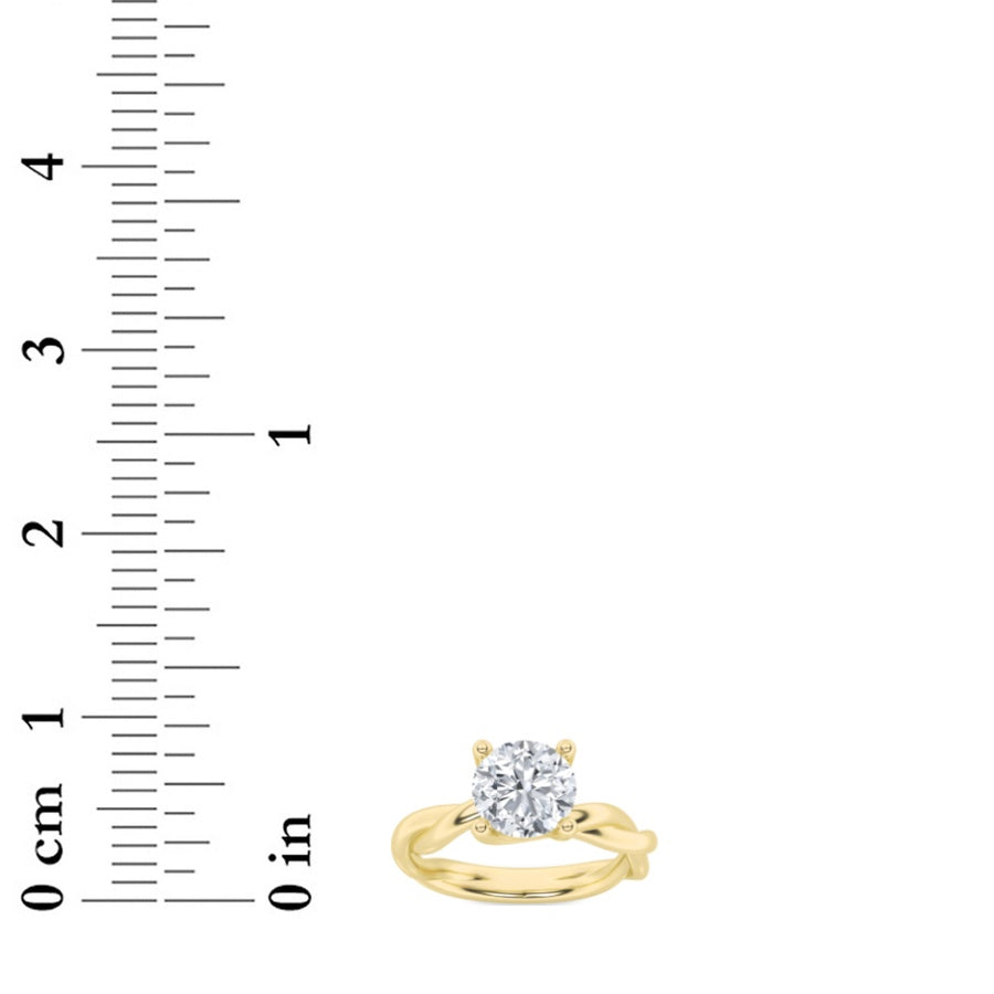 2.5CTW Round Shaped Lab Grown Diamond (F/VS) Twisted Shank Solitaire Engagement Ring in 14K Gold
