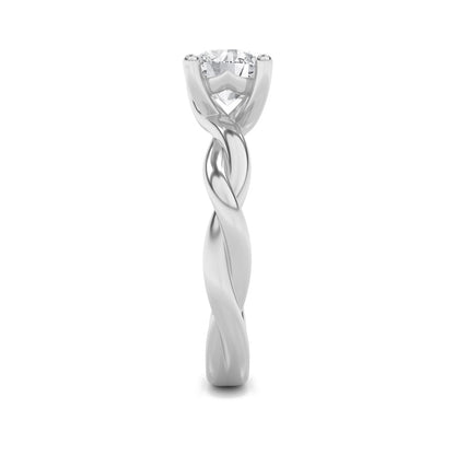 3CTW Round Shaped Lab Grown Diamond (F/VS) Twisted Shank Solitaire Engagement Ring in 14K Gold